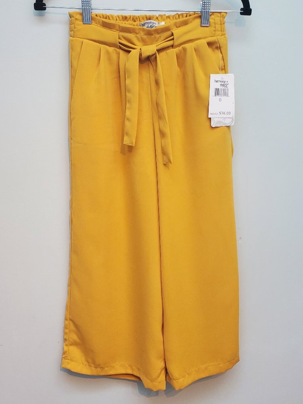 Harmony + Havoc Gold Wide Leg Cropped Paperbag Pants NWT Size 0
